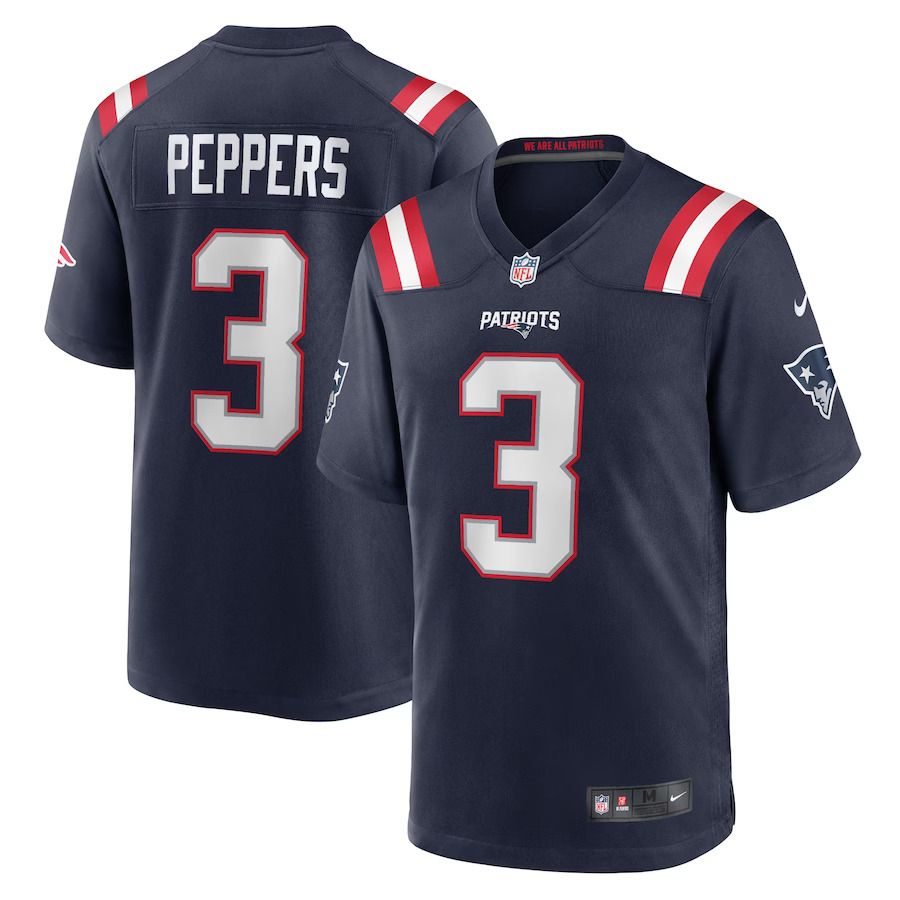 Men New England Patriots #3 Jabrill Peppers Nike Navy Game NFL Jersey->new england patriots->NFL Jersey